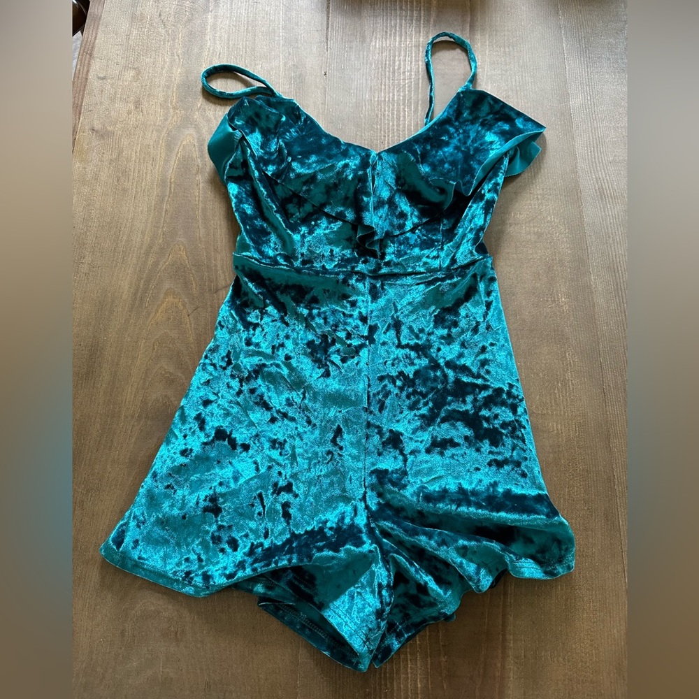 velvet green romper